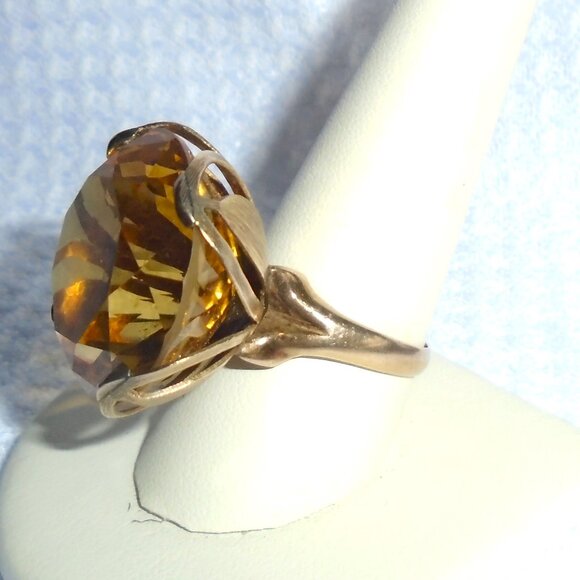 Gorgeous Vintage 14kt yellow gold and citrine cocktail ring - Picture 1 of 11